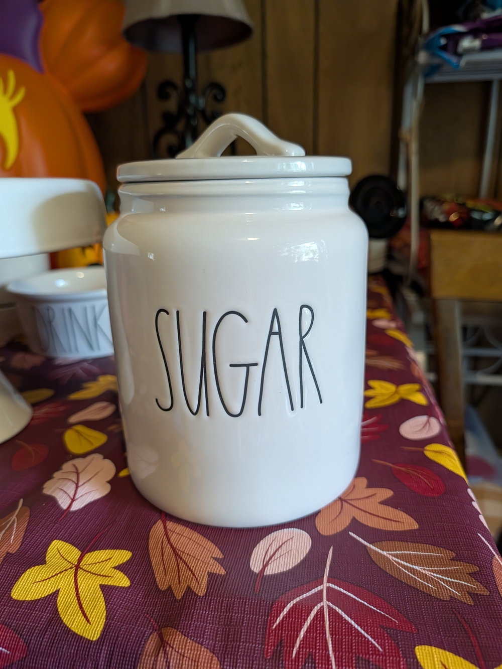 Rae Dunn White Ceramic 'SUGAR' Canister with Lid